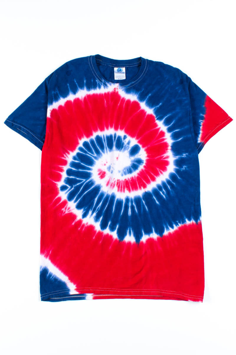 Red Blue Spiral Tie Dye Shirt