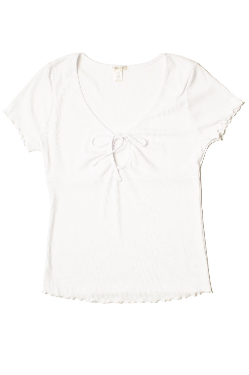 Extended Sizes White Tie Bust Ribbed Tee