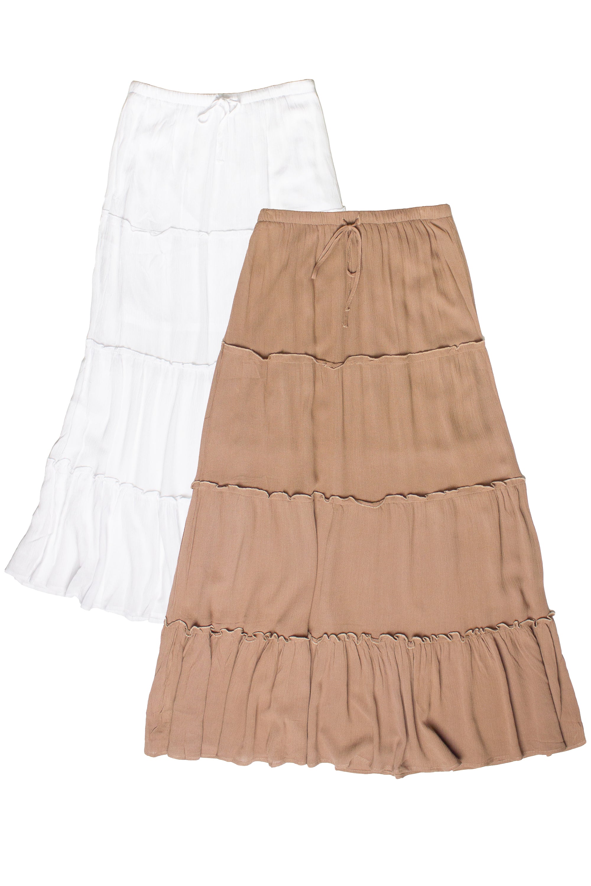 Ruffle Trim Tiered Maxi Skirt