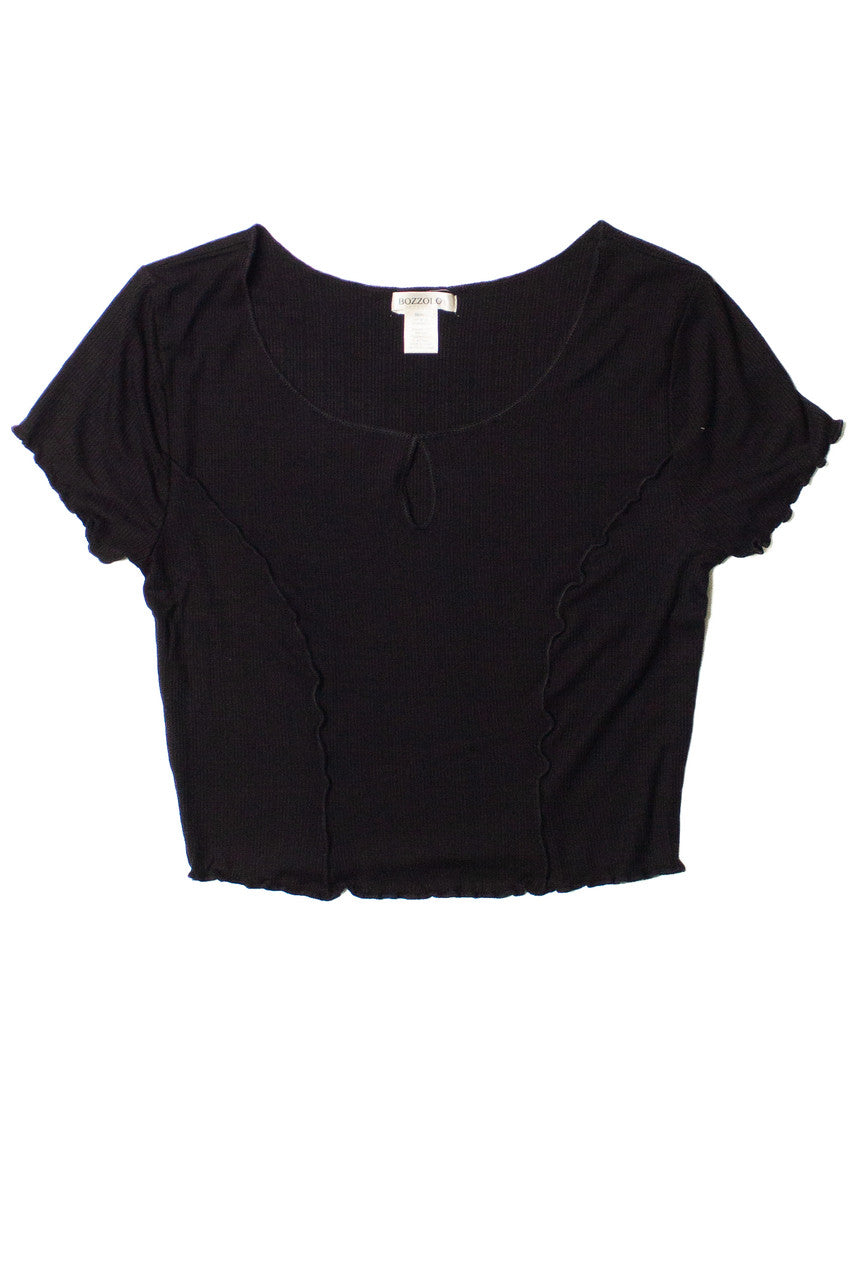 Black Seamed Keyhole Crop Top