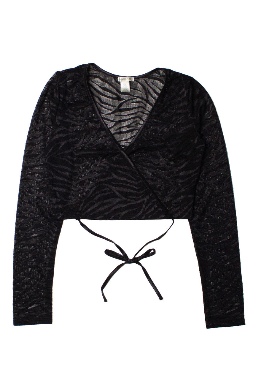 Mesh Zebra Tie Waist Top