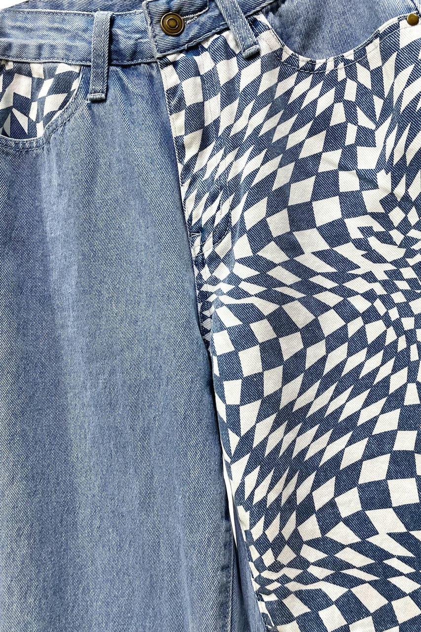 Trippy Checkered Leg Jeans