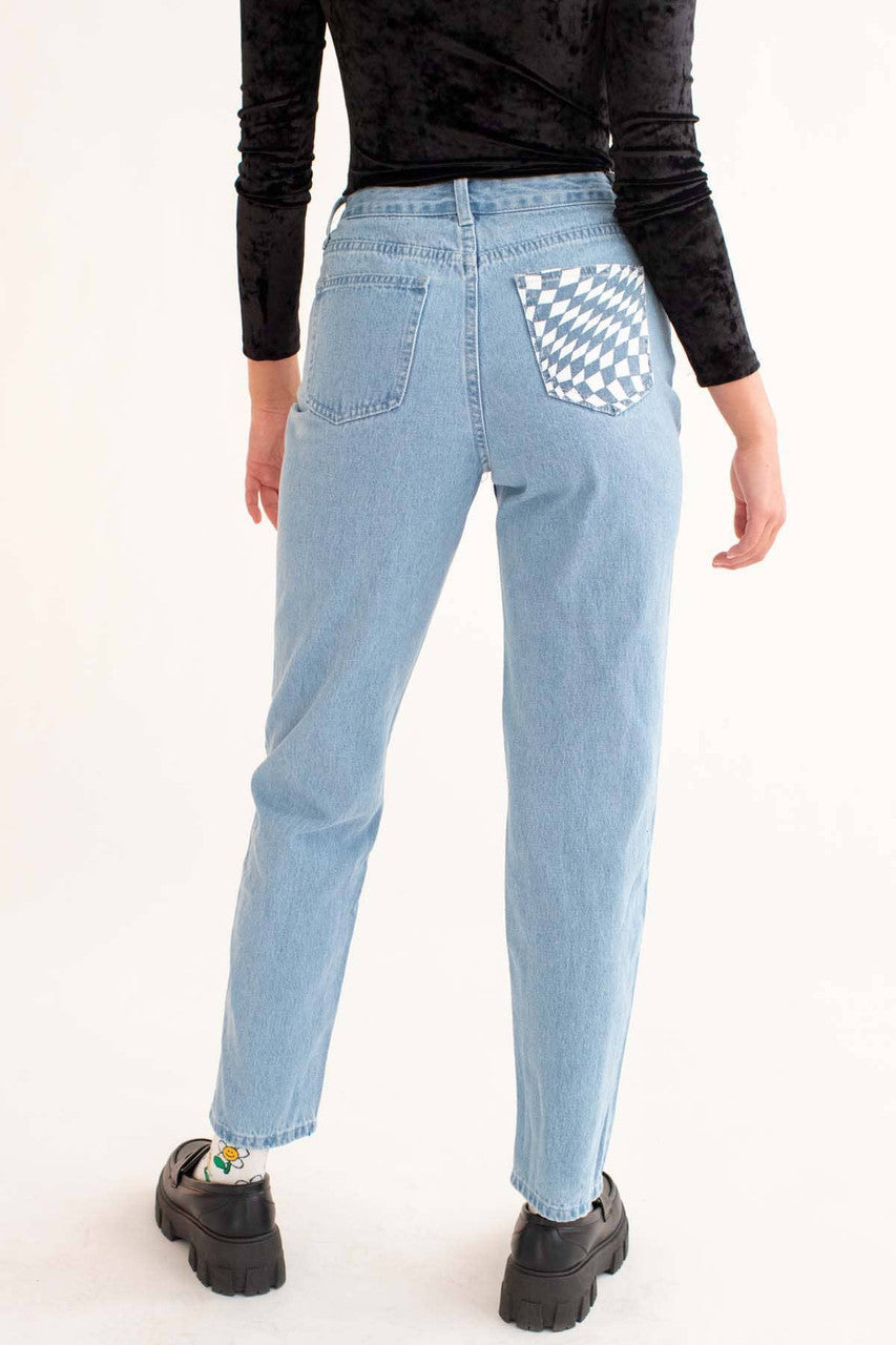 Trippy Checkered Leg Jeans