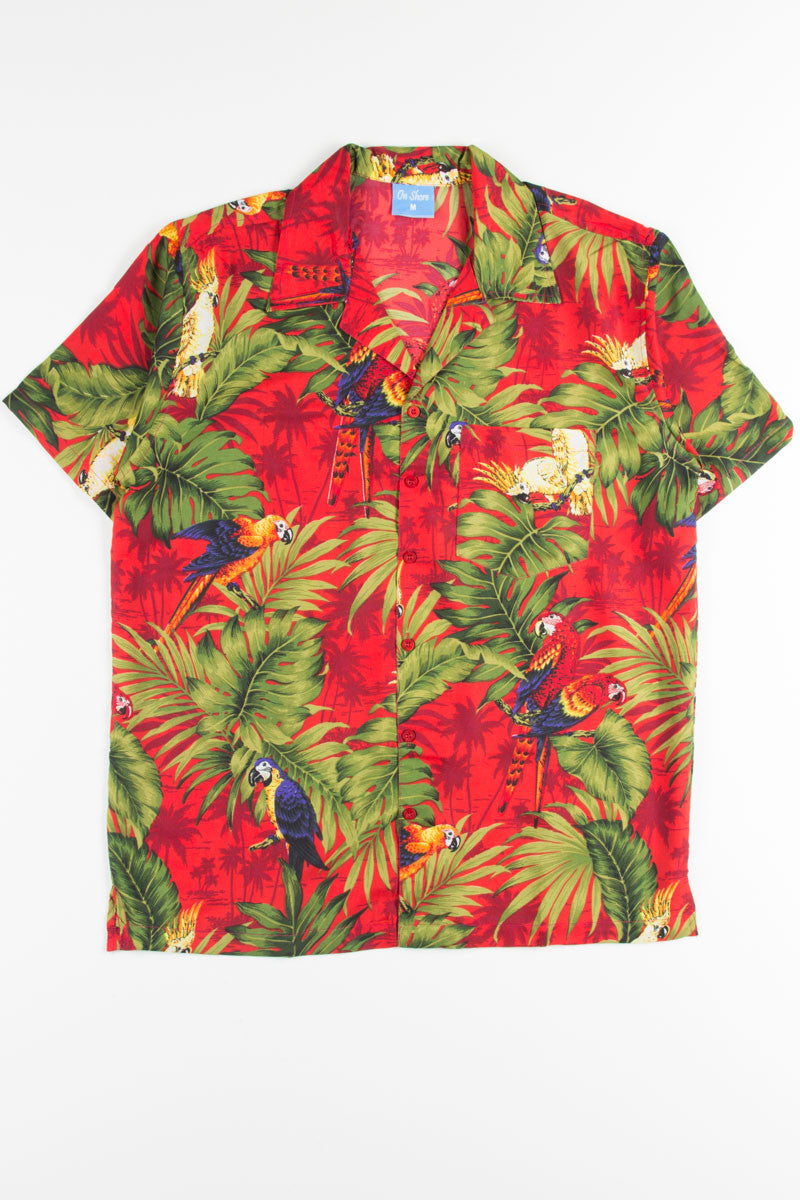 Red Tropical Macaws Hawaiian Shirt
