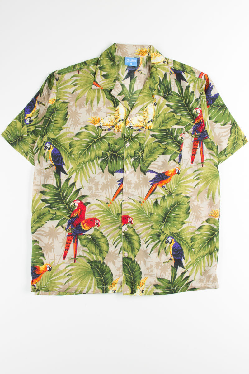 Tan Tropical Macaws Hawaiian Shirt