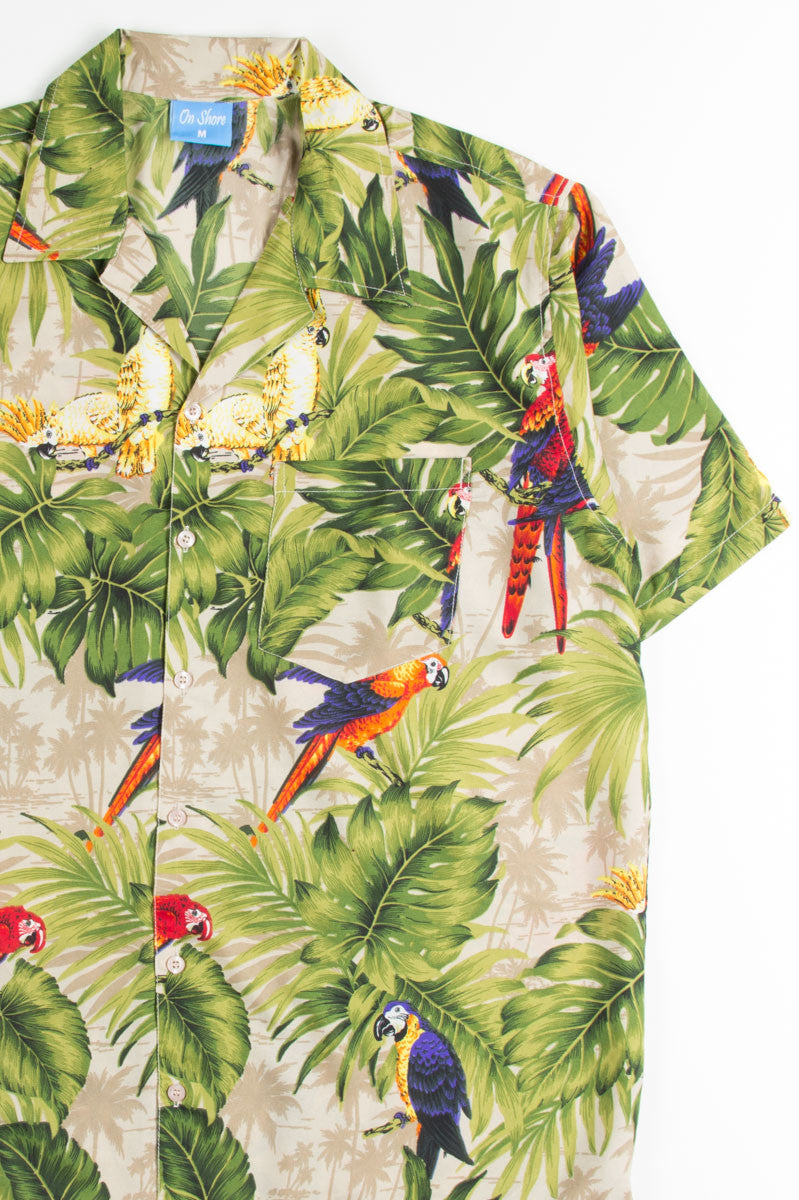 Tan Tropical Macaws Hawaiian Shirt