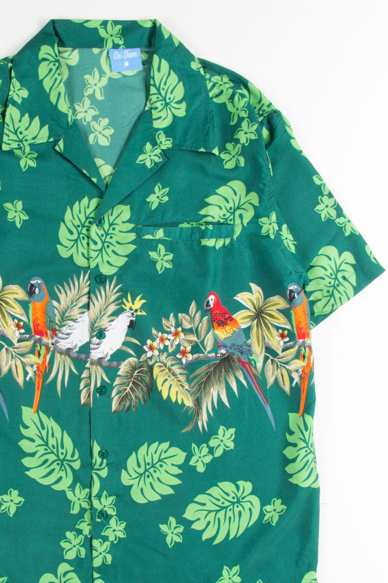 Green Tropical Parrot Hawaiian Shirt
