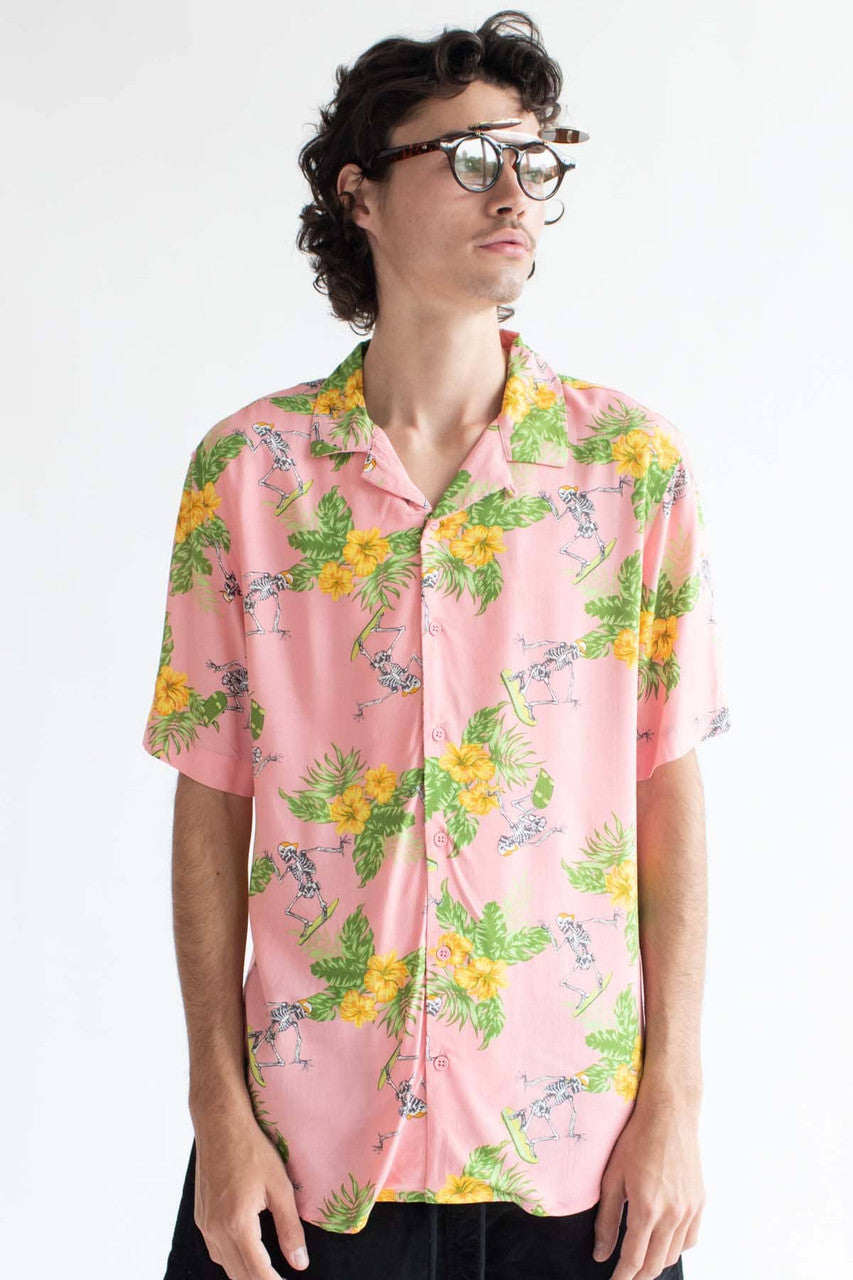 Tropical Surfing Skeleton Hawaiian Shirt