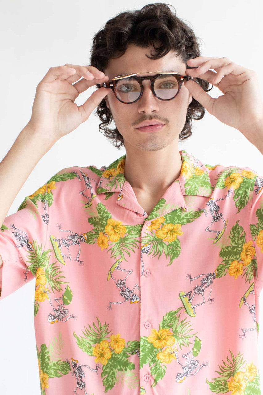Tropical Surfing Skeleton Hawaiian Shirt