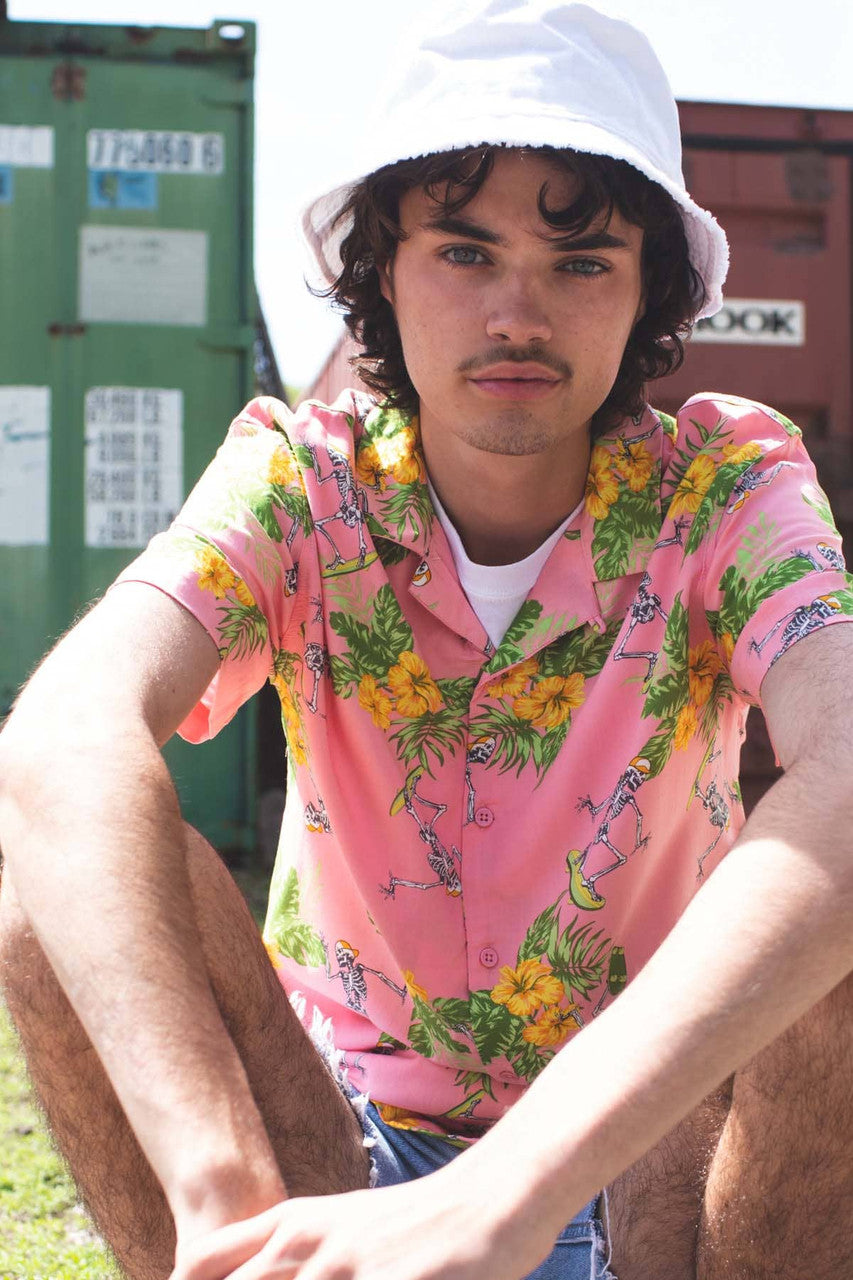 Tropical Surfing Skeleton Hawaiian Shirt