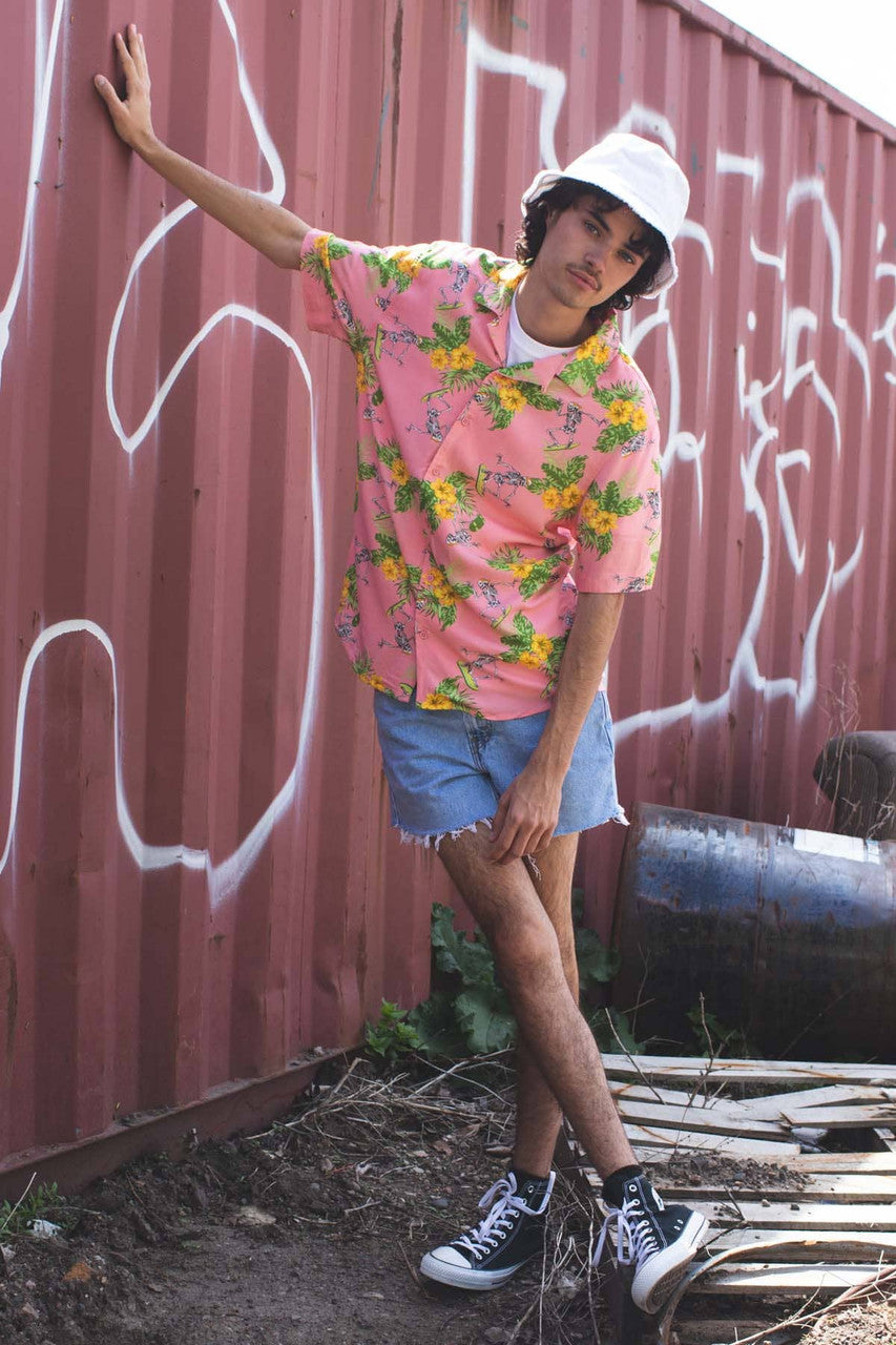 Tropical Surfing Skeleton Hawaiian Shirt