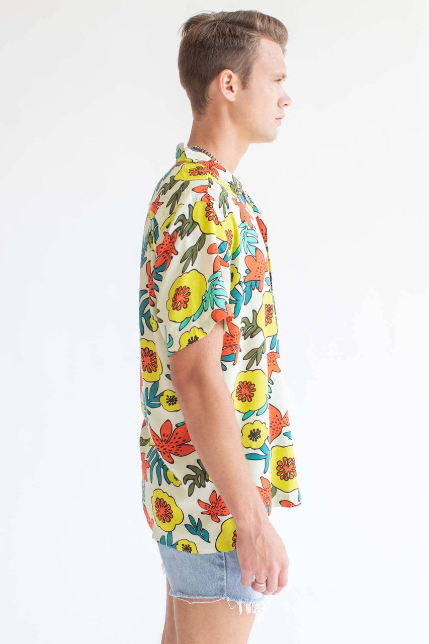 Tropical Yellow Flora Hawaiian Shirt