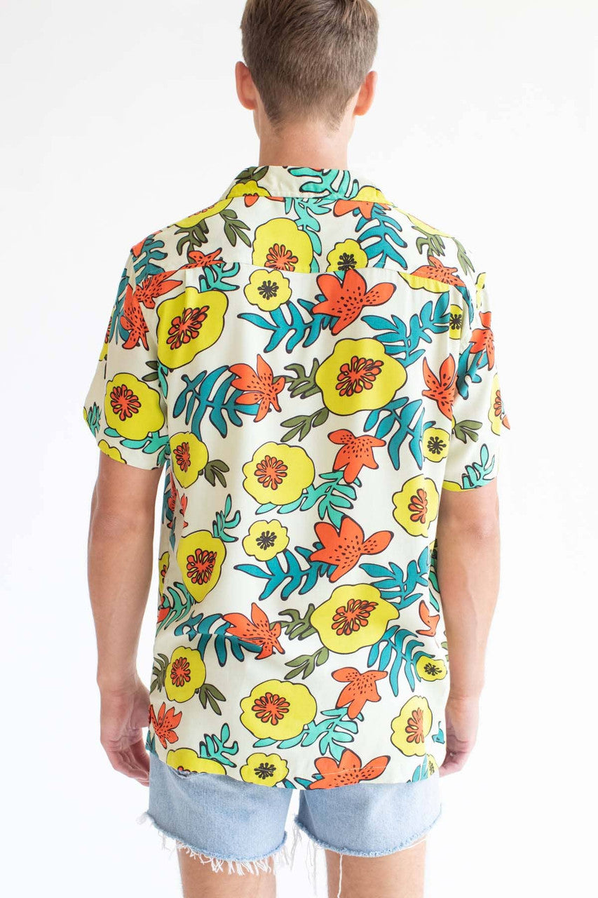 Tropical Yellow Flora Hawaiian Shirt