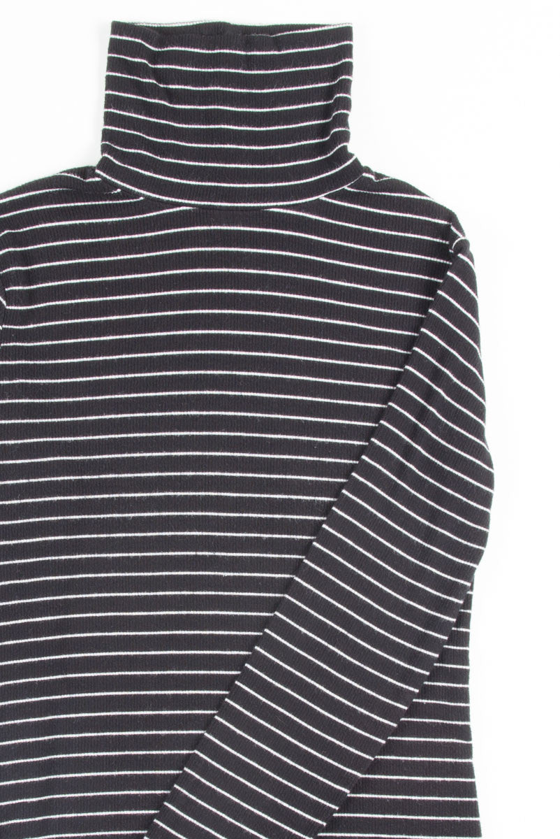 Black Striped Ribbed Turtleneck