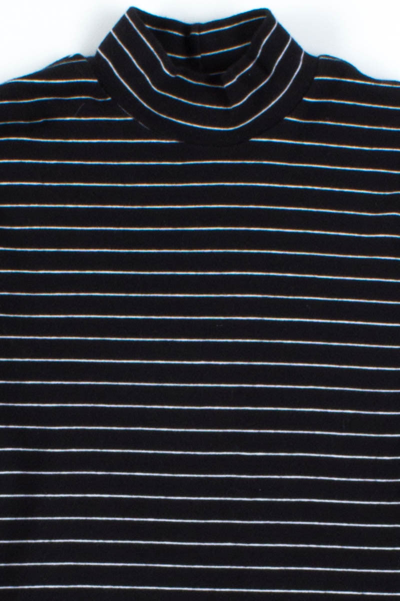 Black & White Striped Mock Turtleneck