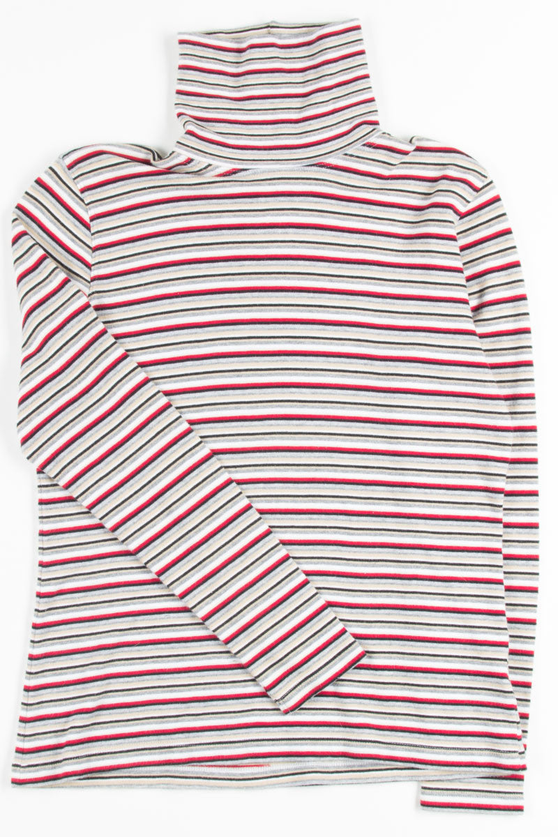 Red & Tan Striped Turtleneck