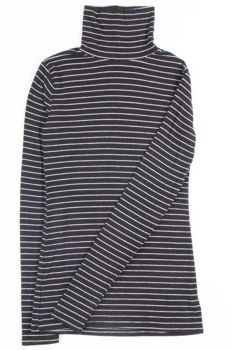 Black Striped Ribbed Turtleneck