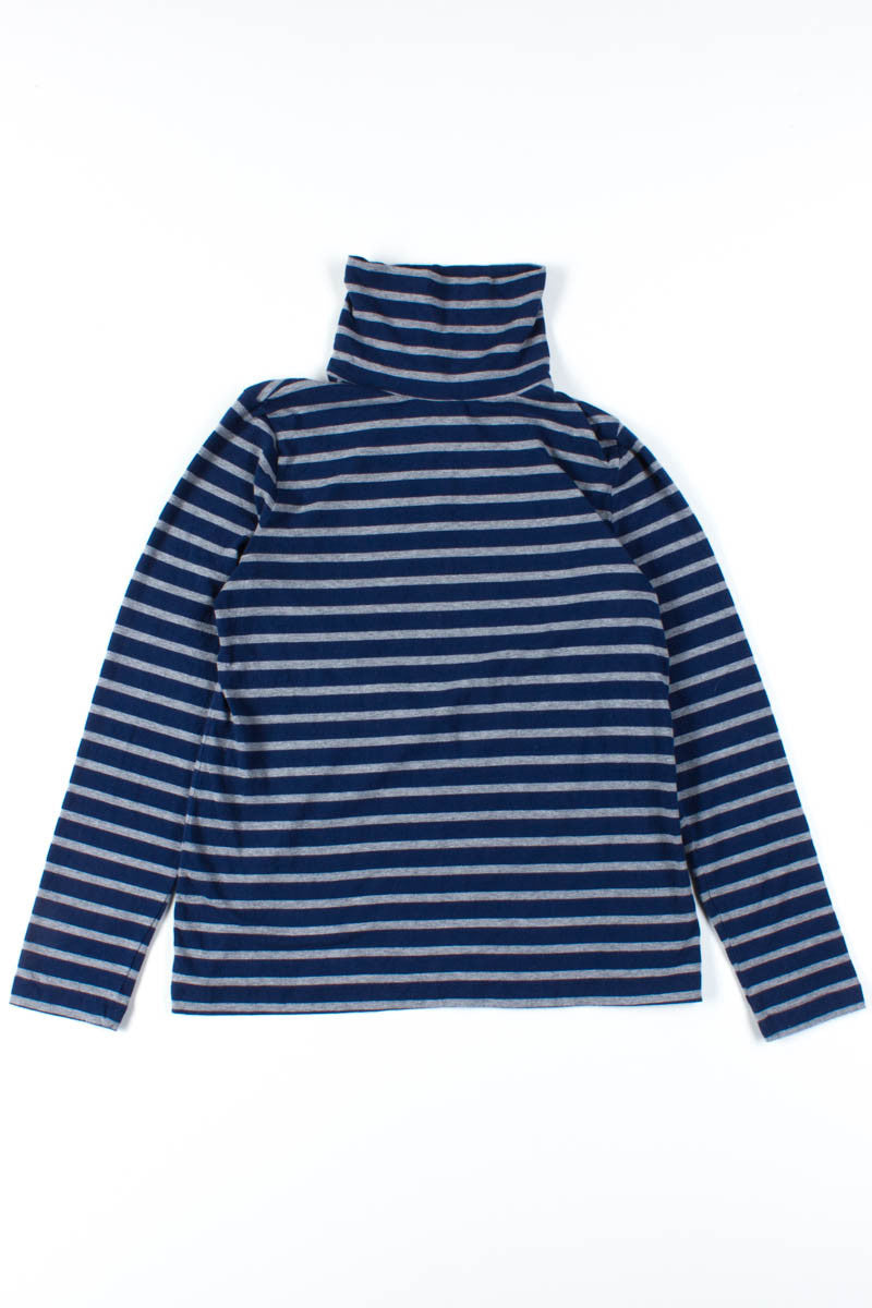 Blue & Grey Striped Turtleneck