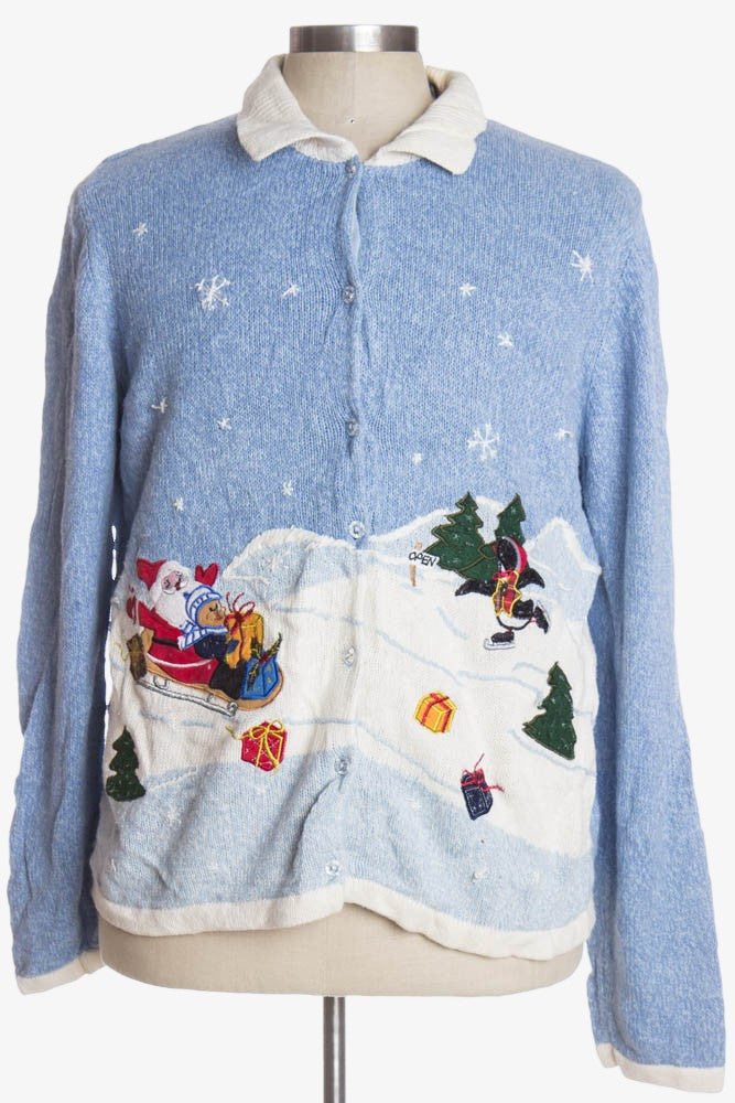 Blue Ugly Christmas Cardigan 37420