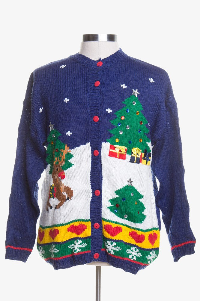 Blue Ugly Christmas Cardigan 45018