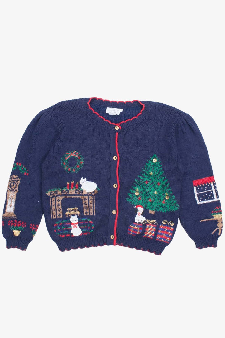Blue Cat And Dog Ugly Christmas Cardigan 53267