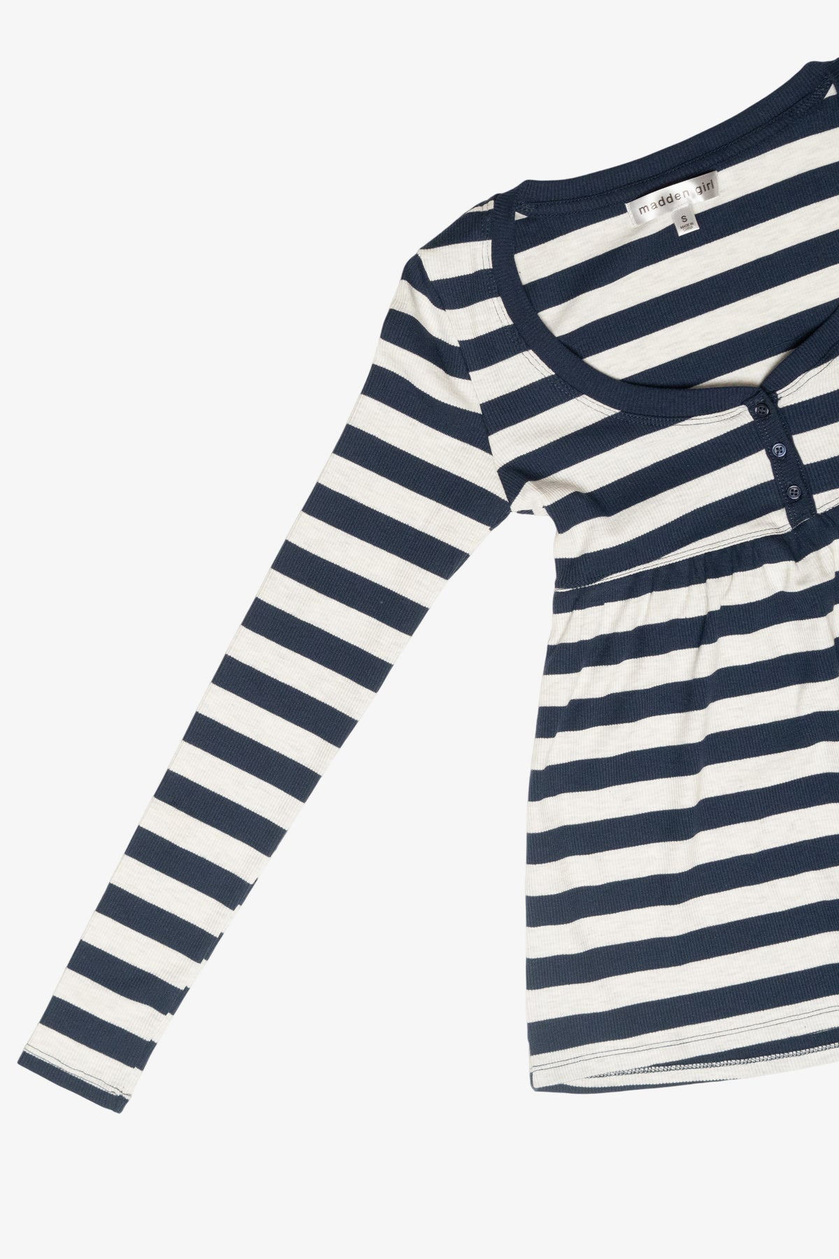 Striped Long Sleeve Babydoll Henley