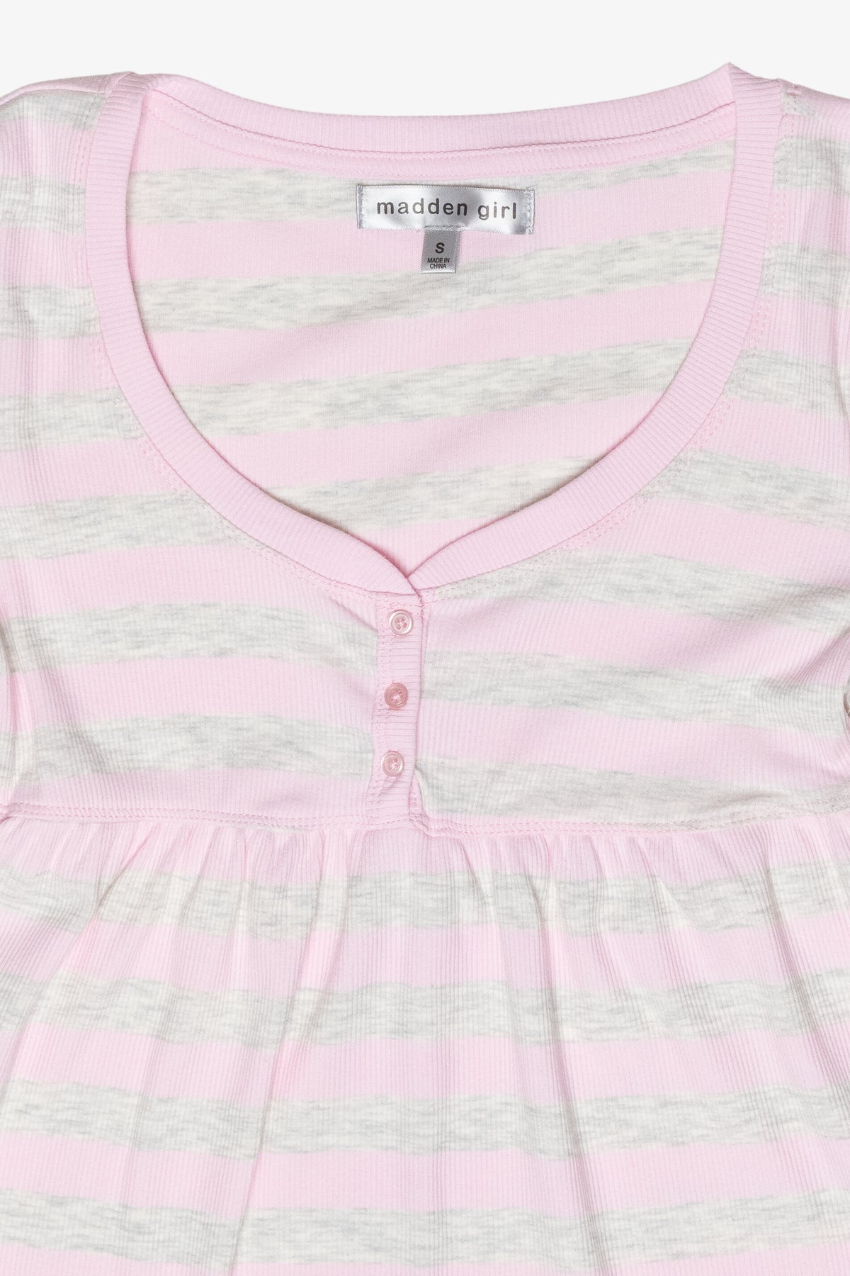 Striped Long Sleeve Babydoll Henley