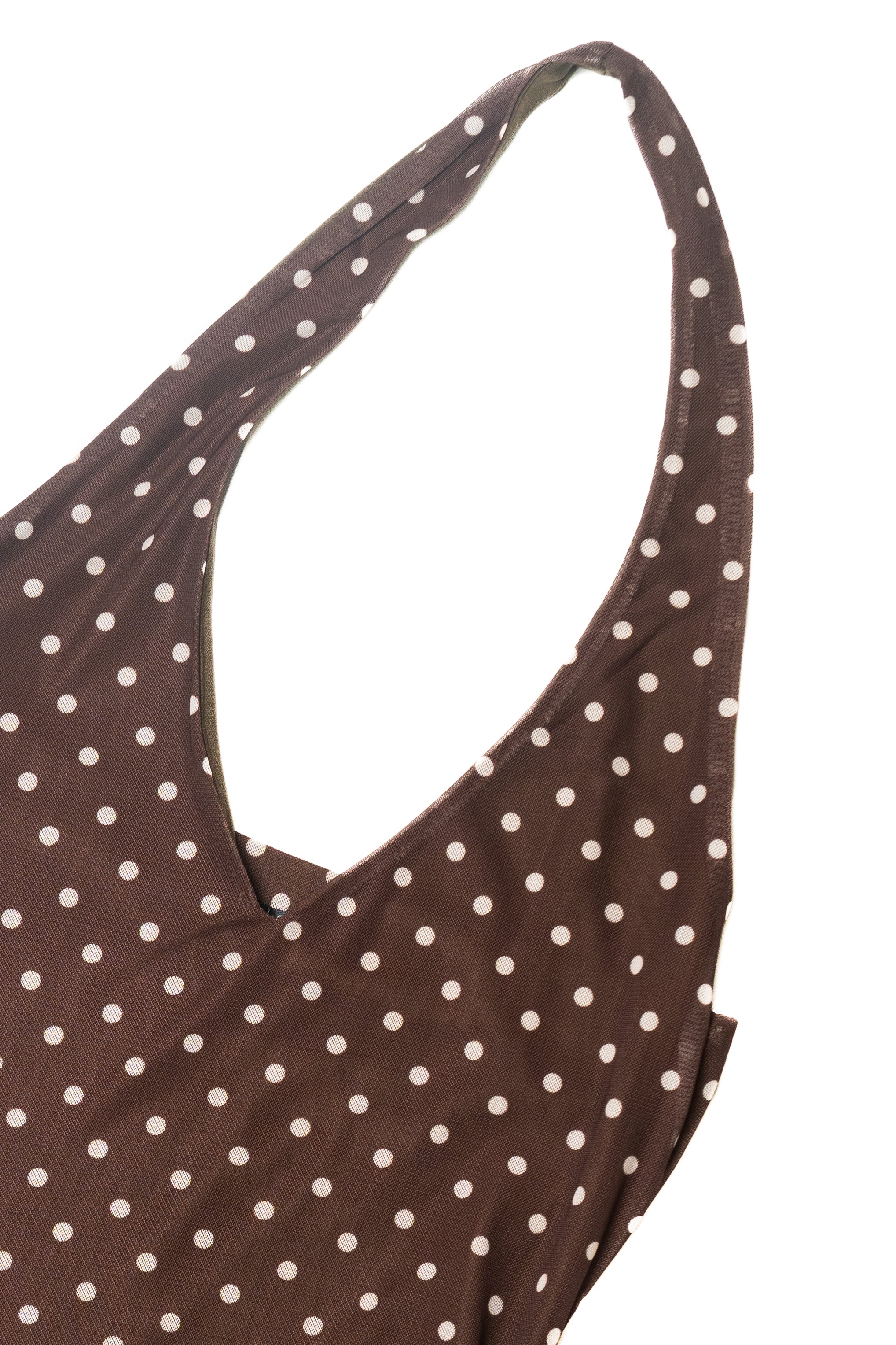 Brown Dot Halter Dress With Shorts