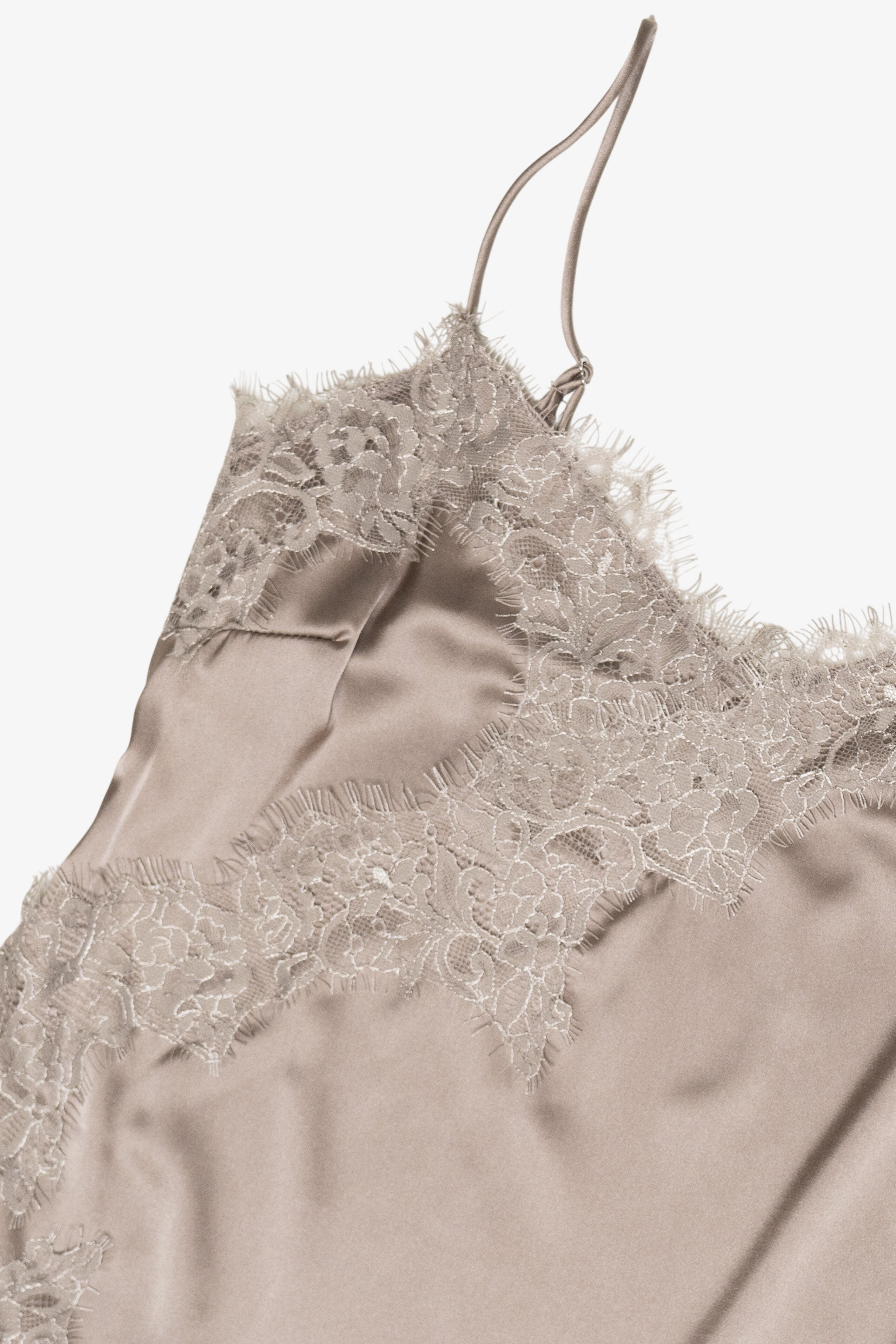 Asymmetrical Satin Lace Trim Cami