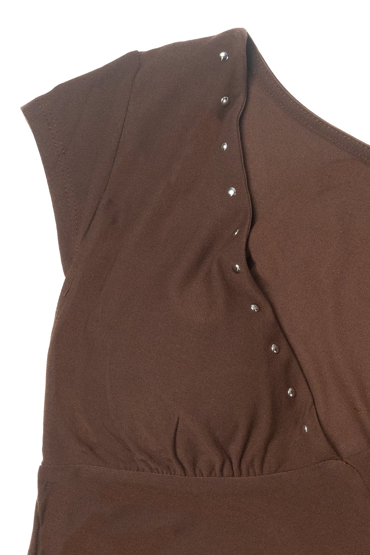 Studded Ruched V Neck Mini Dress