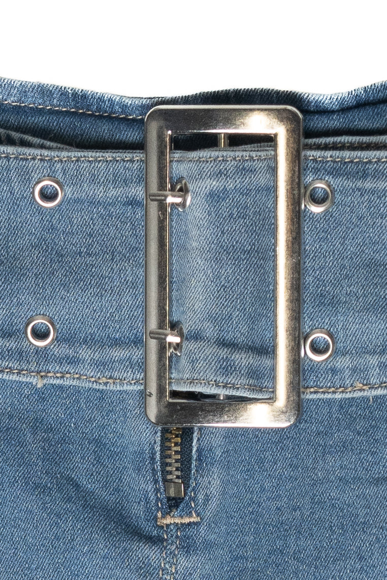 Mini Denim Shorts With Belt
