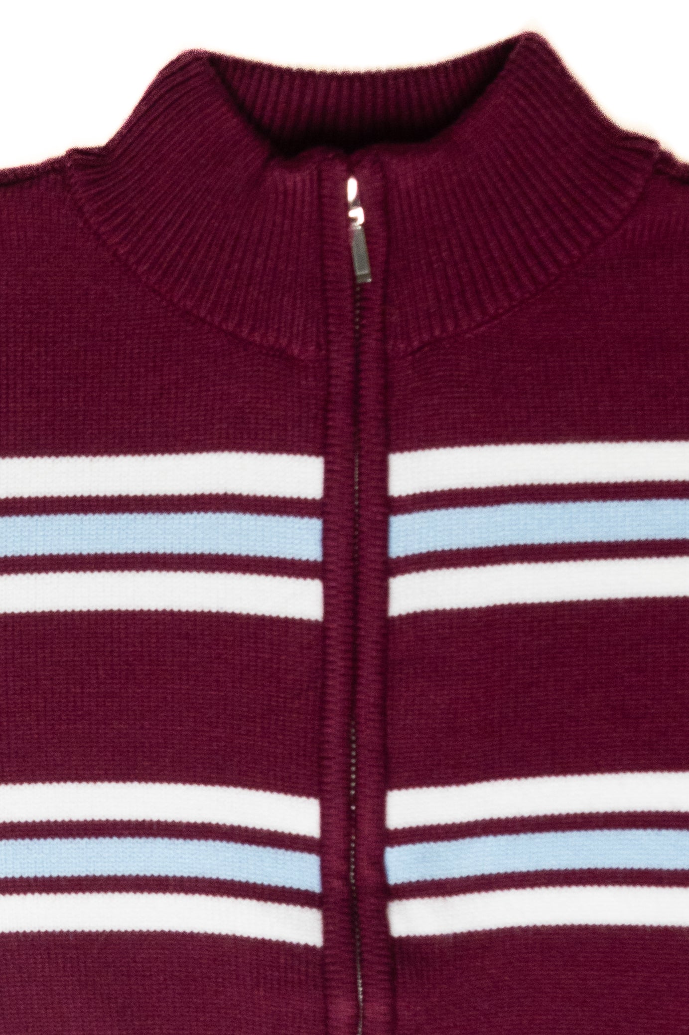 Striped Mock Neck Zip Cardigan
