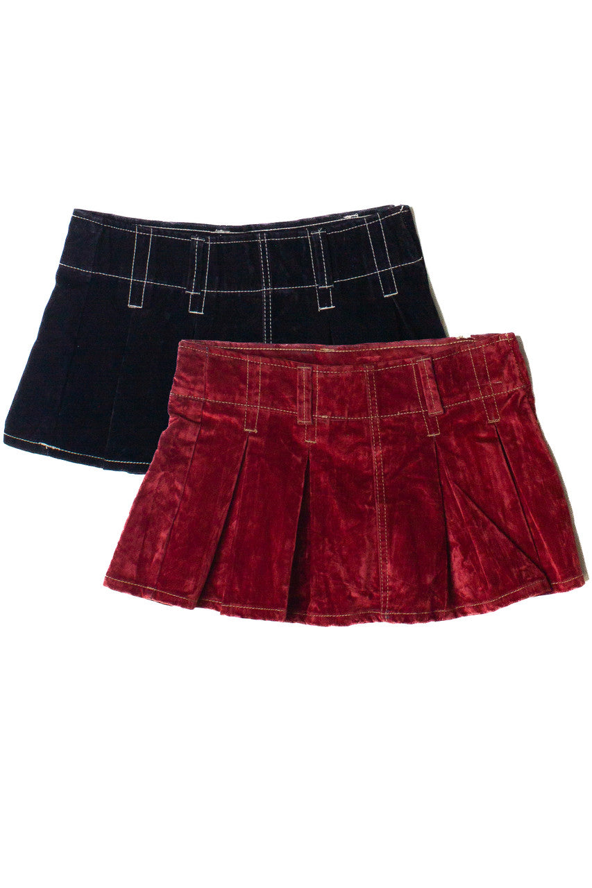 Low Rise Velvet Suede Mini Skort