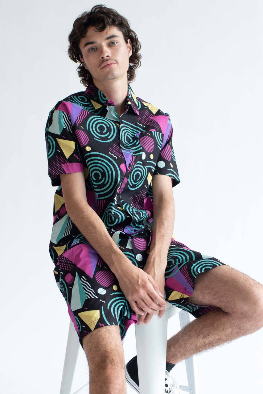 Vertigo Swirls Woven Button Up Shirt