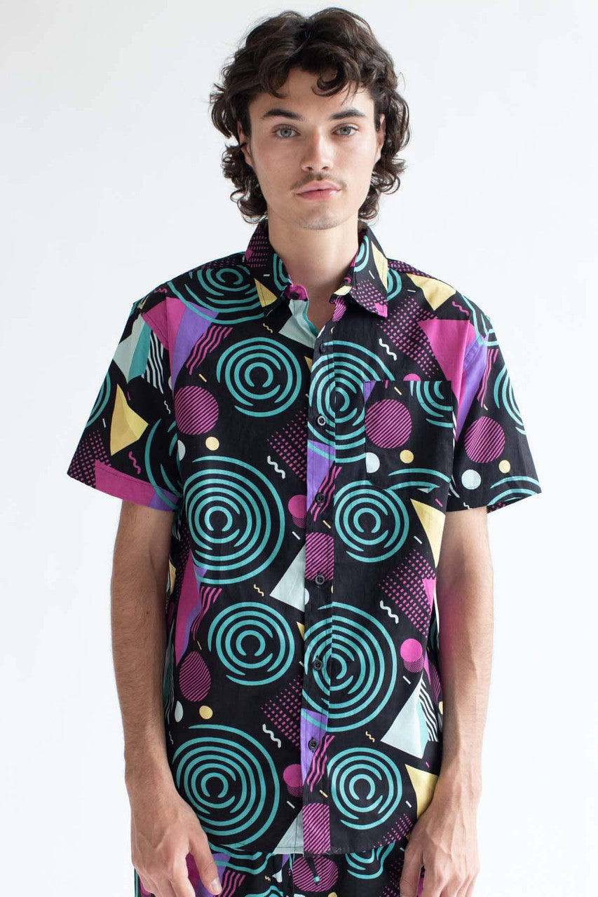 Vertigo Swirls Woven Button Up Shirt