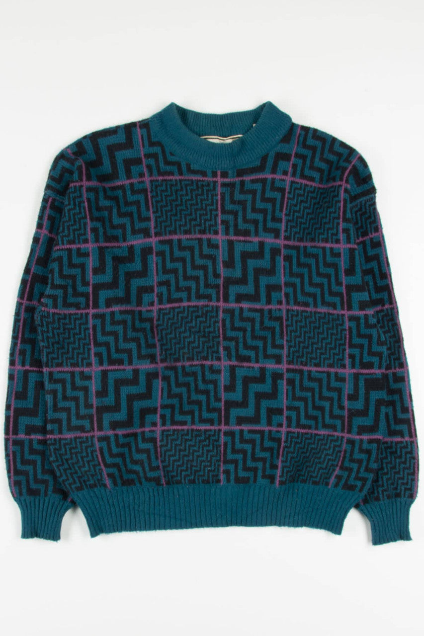 Gabrielle Checkered Zig Zag 80s Sweater 3458