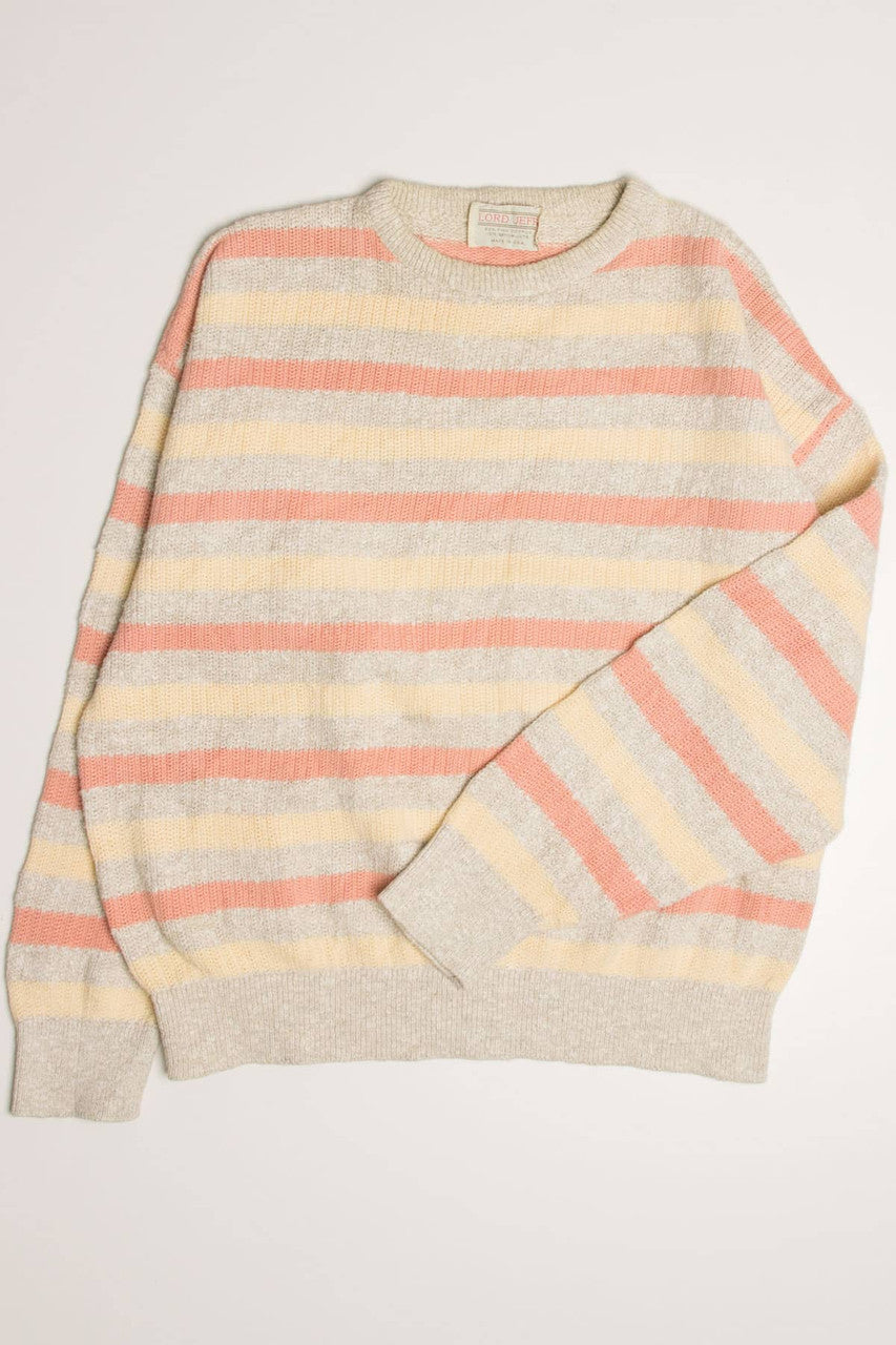 Vintage 80s Peach Striped Sweater 3511