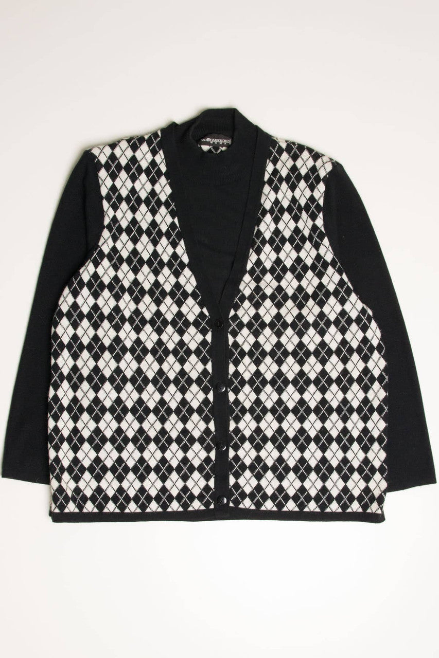 Vintage Argyle Faux Vest Sweater 3629