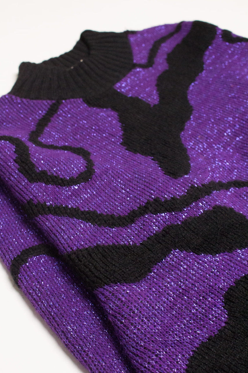 Vintage Metallic Purple 80s Sweater 3666