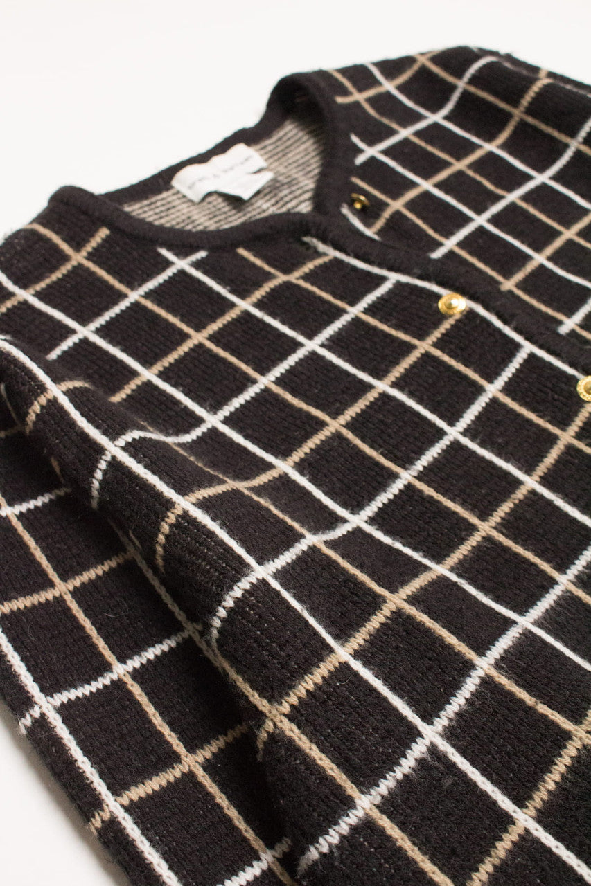 Black Windowpane Cardigan 3694