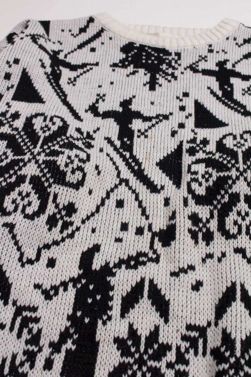 Snowflake Skiing 80s Sweater 3789