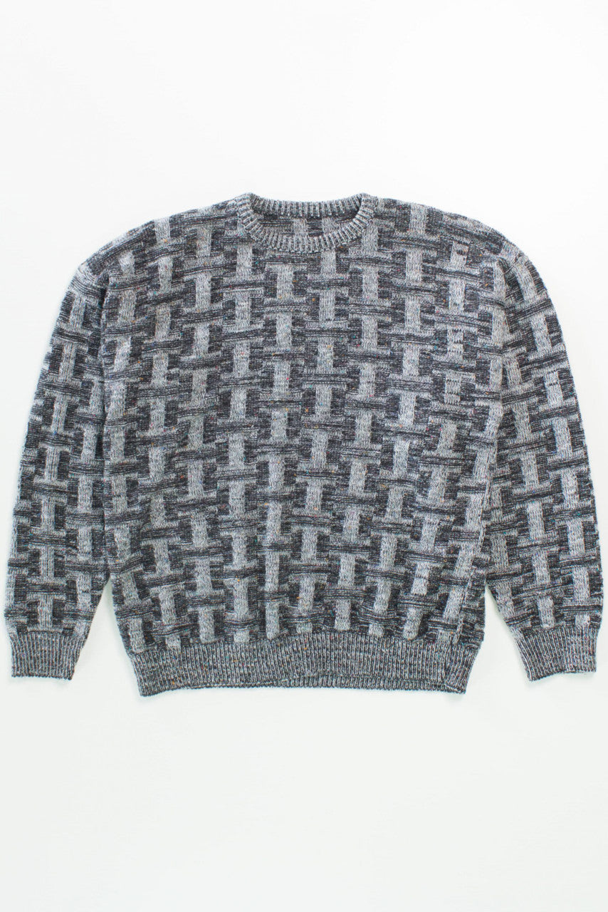 Vintage 80s Grey and Black Sweater