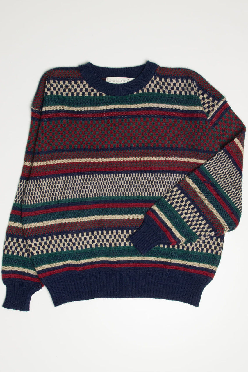 Navy & Burgundy Andhurst 80s Sweater
