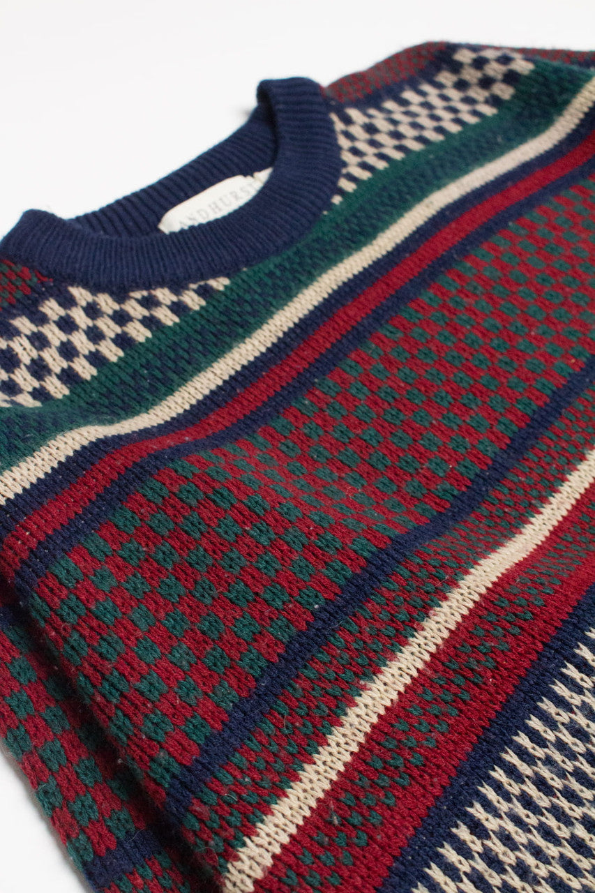 Navy & Burgundy Andhurst 80s Sweater