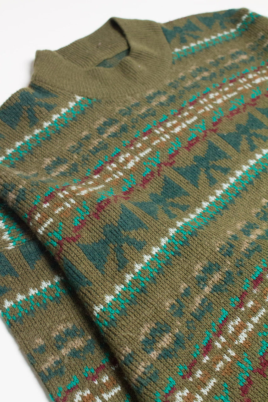 Olive Striped 80s Sweater