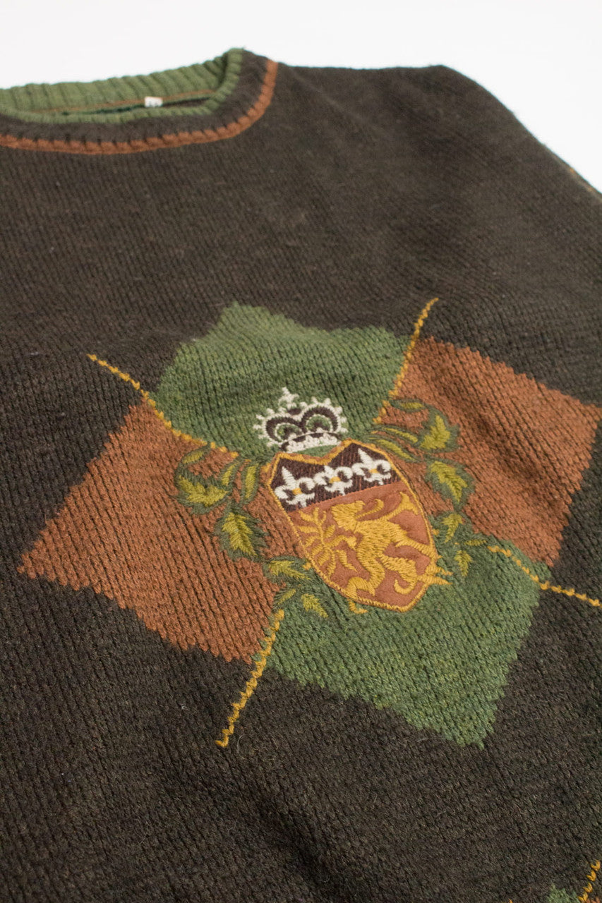 Brown Crested 80s Sweater