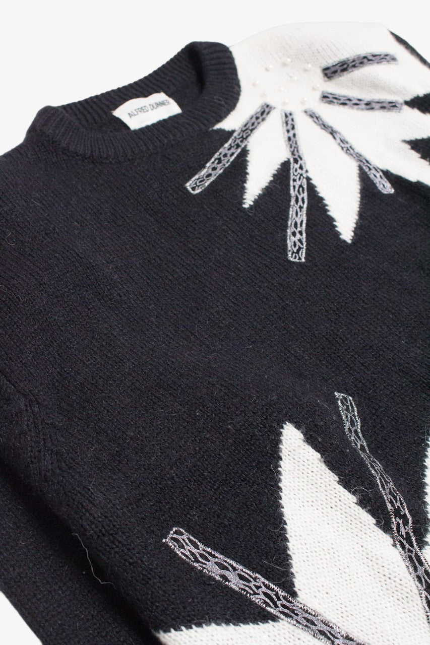 Black & White Sunburst 80s Sweater