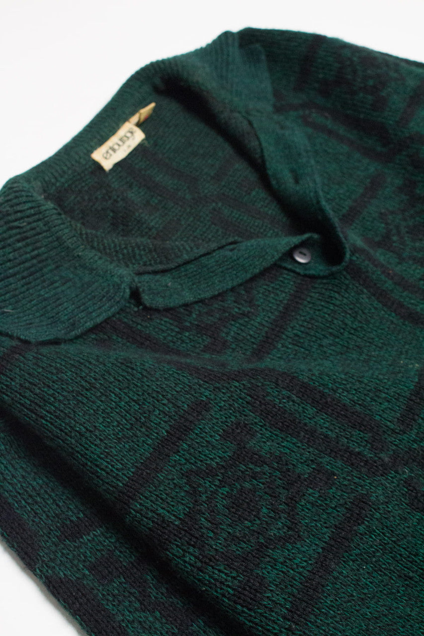 Vintage Green Collared Entourage 80s Sweater