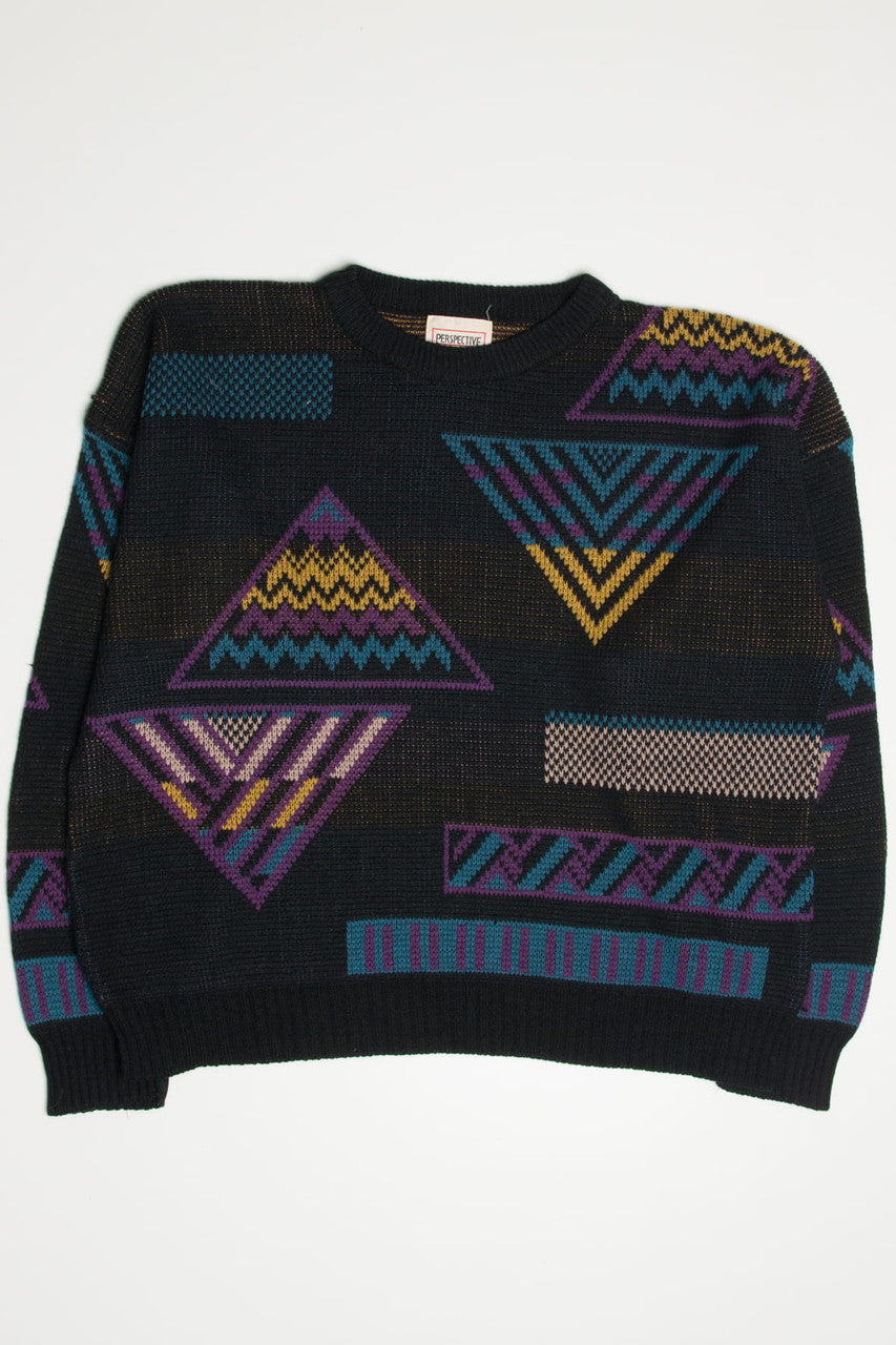 Purple Triangles Perspective 80s Sweater