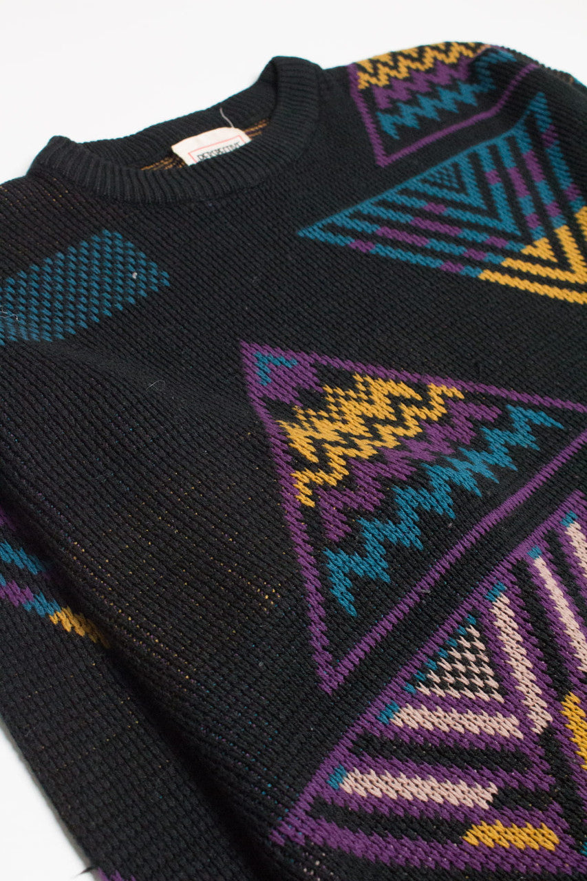 Purple Triangles Perspective 80s Sweater